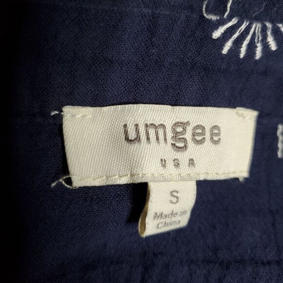 Umgee Dandelions Blue White Collared Button Down Belted Shirt Dress Size Small - Picture 7 of 8